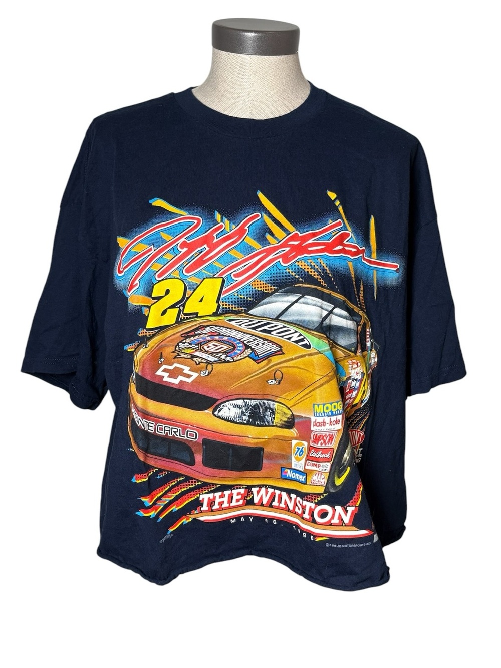 Vintage 1998 Jeff Gordon NASCAR Chase Authentics XL Cropped Racing Tee Moto